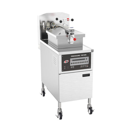 Druckfritteuse elektrisch, 24 Liter, 13,5 kW, mit Ölfiltersystem, 460×960×1230 mm – Produktbild