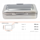 Bain-Marie rechteckig GN 1/1, Glasdeckel, Induktionsboden, 580×480×165 mm – Abmessungen