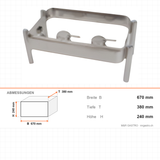 Chafing-Dish-Untergestell, GN 1/1, rechteckig, 670×380×240 mm – Abmessungen