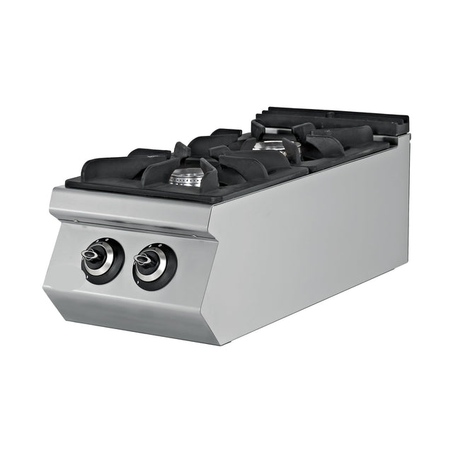 Gasherd, 2 Brenner, 17,48 kW, Gusseisen-Kochfeld, Edelstahl, 400×900×300 mm, Serie 900 – Produktbild