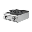 Gas-Wok, 2 Brenner, 36 kW, Gusseisenbrenner, Piezozündung, Edelstahl, 800×900×300 mm, Serie 900 – Produktbild