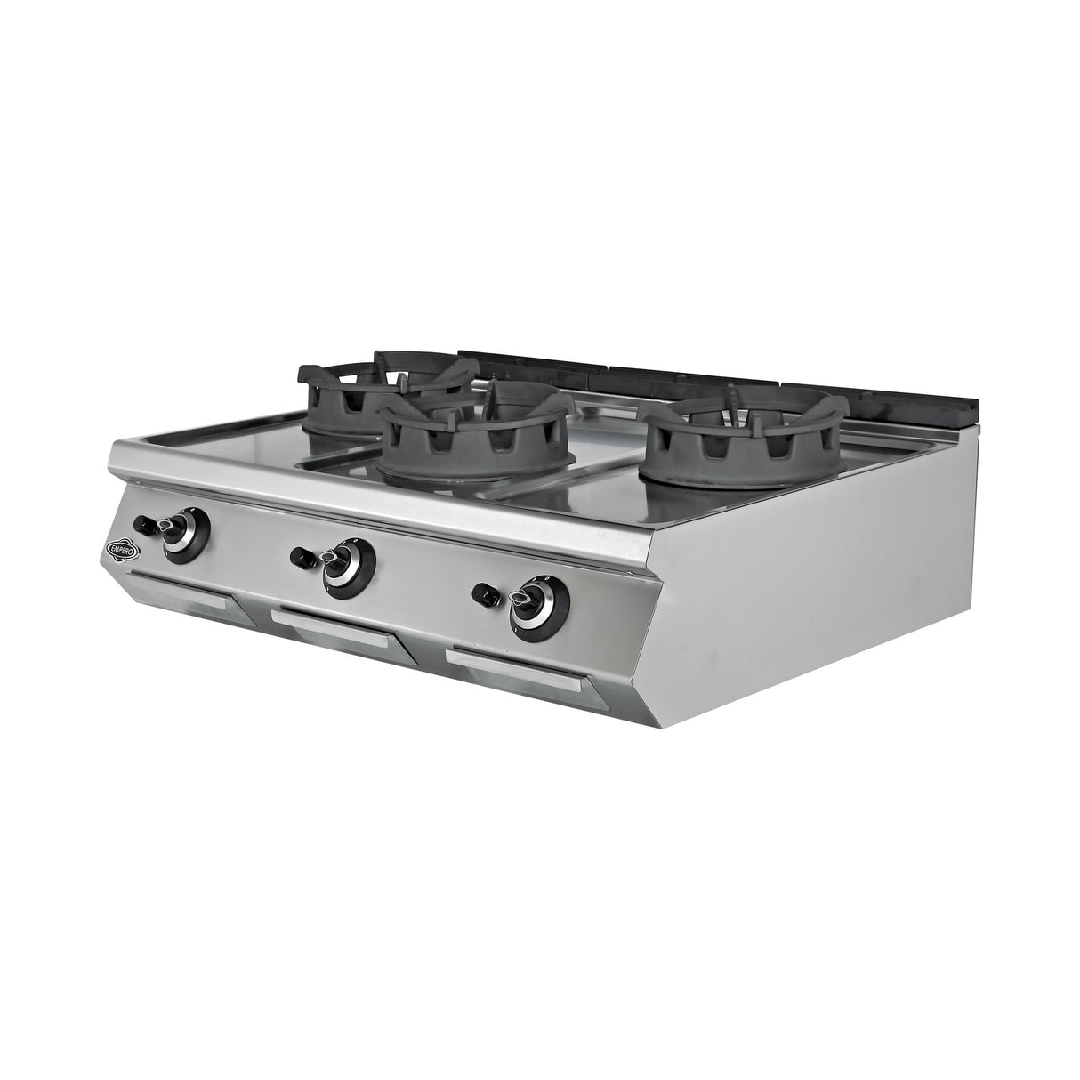 Gas-Wok, 3 Brenner, 54 kW, Gusseisenbrenner, Piezozündung, Edelstahl, 1200×900×300 mm, Serie 900 – Produktbild