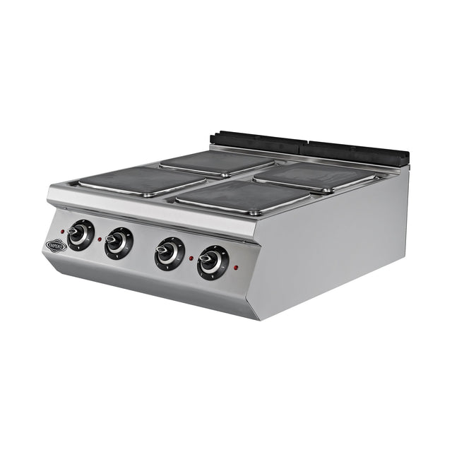 Elektroherd, 4 Kochplatten, 11,2 kW, 6-stufiger Schalter, 400V, Edelstahl, 800×900×300 mm, Serie 900 – Produktbild