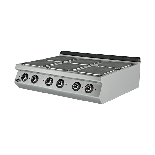 Elektroherd, 6 Kochplatten, 16,8 kW, 6-stufiger Schalter, 400V, Edelstahl, 1200×900×300 mm, Serie 900 – Produktbild