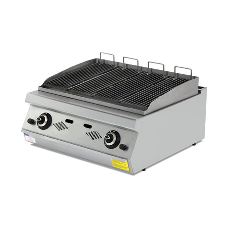 Gas-Wassergrill, Gusseisenrost, 14 kW, 2 Heizzonen, Piezozündung, Edelstahl, 800×900×300 mm, Serie 900 – Produktbild