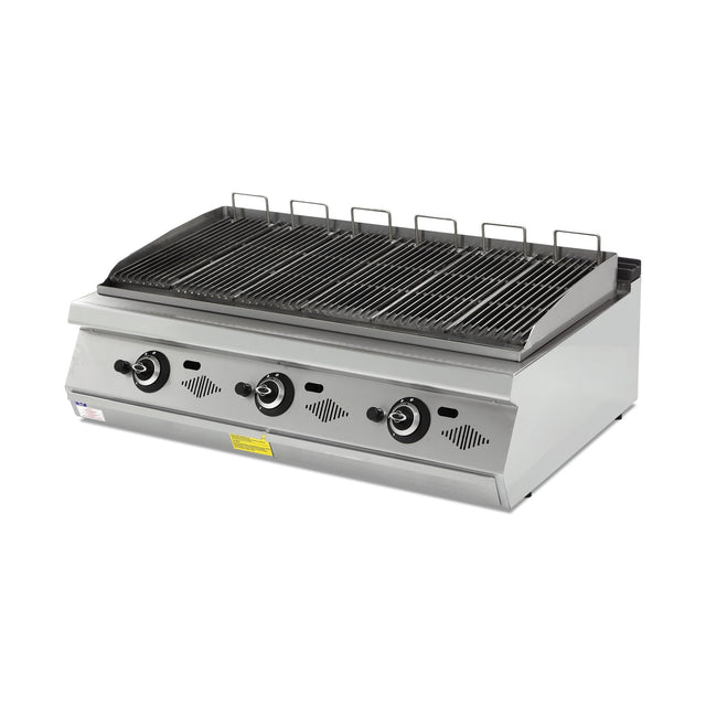 Gas-Wassergrill, Gusseisenrost, 21 kW, 2 Heizzonen, Piezozündung, Edelstahl, 1200×900×300 mm, Serie 900 – Produktbild