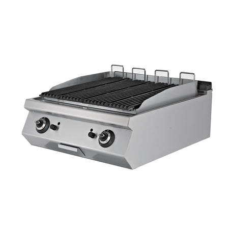 Gas-Lavasteingrill, 20,6 kW, 2 Heizzonen, Piezozündung, Edelstahl, 800×900×300 mm, Serie 900 – Produktbild