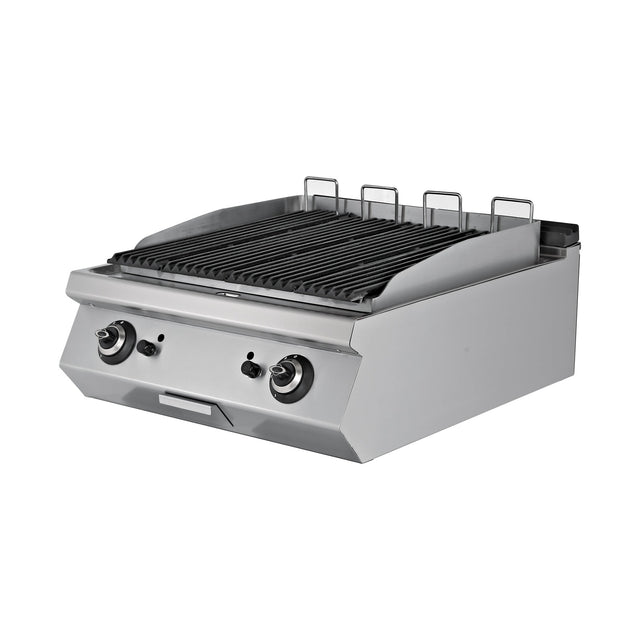 Gas-Lavasteingrill, 20,6 kW, 2 Heizzonen, Piezozündung, Edelstahl, 800×900×300 mm, Serie 900 – Produktbild