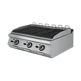 Gas-Lavasteingrill, 30,9 kW, 2 Heizzonen, Piezozündung, Edelstahl, 1200×900×300 mm, Serie 900 – Produktbild