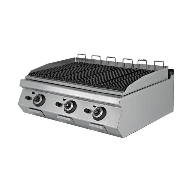 Gas-Lavasteingrill, 30,9 kW, 2 Heizzonen, Piezozündung, Edelstahl, 1200×900×300 mm, Serie 900 – Produktbild
