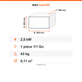 Elektro-Bain-Marie, 1x GN 1/1, 2,5 kW, Thermostat, Ablassventil, 230V, Edelstahl, 400×900×800 mm, Serie 900 – Technische Daten