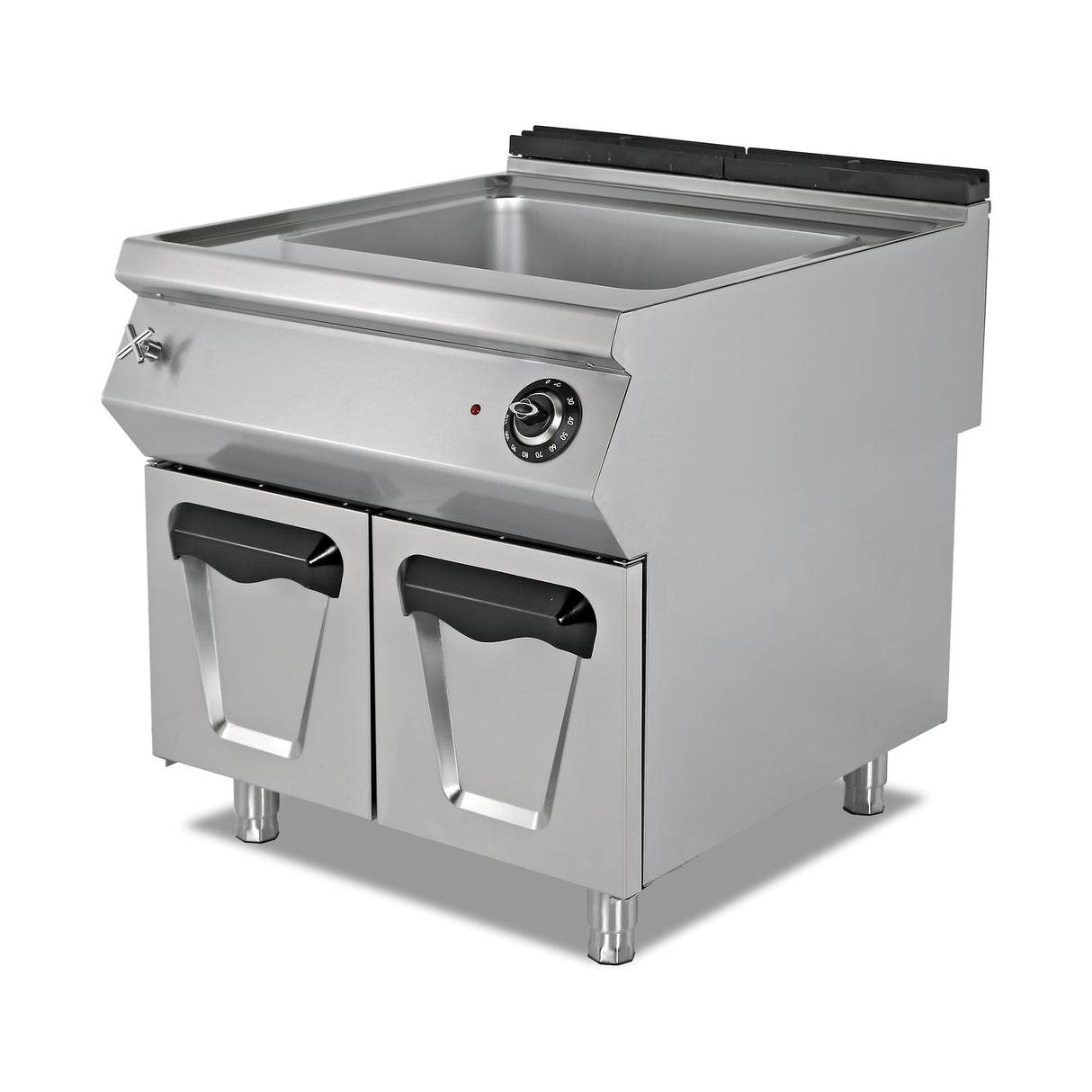 Elektro-Bain-Marie, 2x GN 1/1, 4,4 kW, Thermostat, Ablassventil, 230V, Edelstahl, 800×900×800 mm, Serie 900 – Produktbild