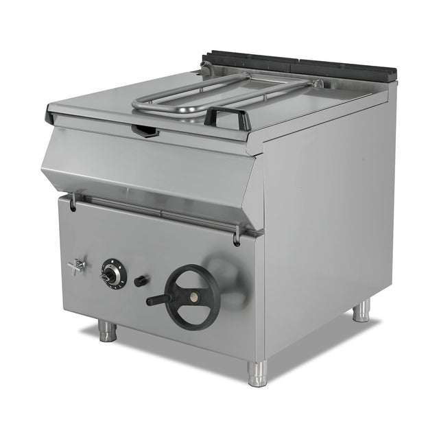 Gas-Kippbratpfanne, 80 Liter, 11,2 kW, Handhebung, Edelstahl, 800×900×850 mm, Serie 900 – Produktbild