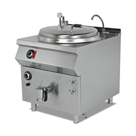 Gas-Kochkessel, indirekte Beheizung, 250 Liter, 32,2 kW, doppelwandig, Edelstahl, 1200×900×850 mm, Serie 900 – Produktbild