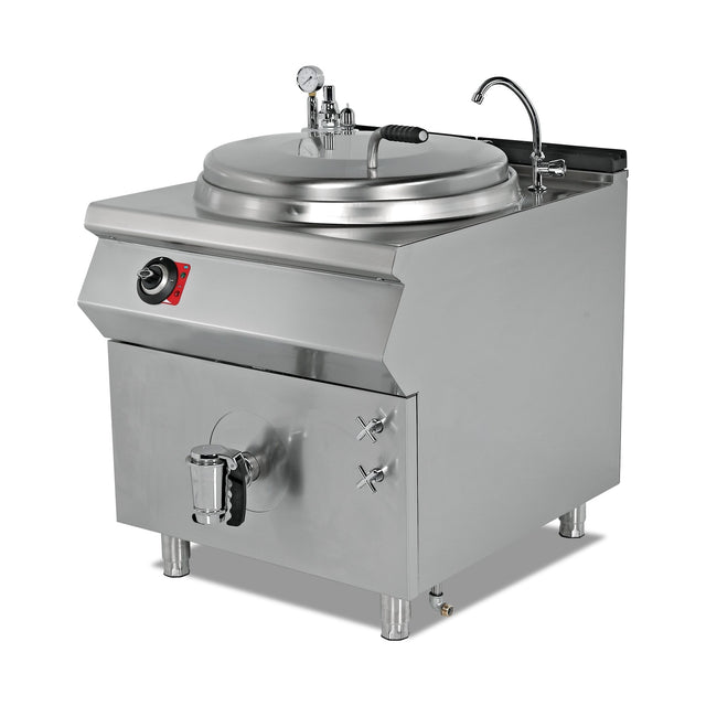 Elektro-Kochkessel, 150 Liter, 18 kW, doppelwandig, Thermostat, 400V, Edelstahl, 800×900×850 mm, Serie 900 – Produktbild