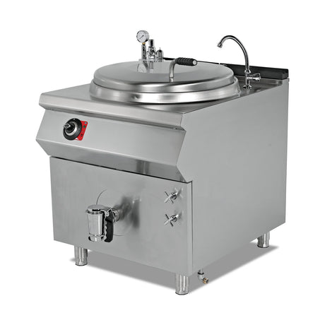 Elektro-Kochkessel, 250 Liter, 30 kW, doppelwandig, Thermostat, 400V, Edelstahl, 1200×900×850 mm, Serie 900 – Produktbild