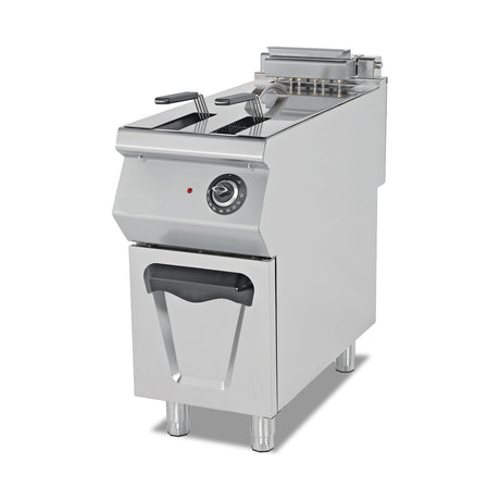 Elektro-Fritteuse, 24 Liter, 18 kW, Edelstahlkörbe, Thermostat, 400V, Edelstahl, 400×900×850 mm, Serie 900 – Produktbild