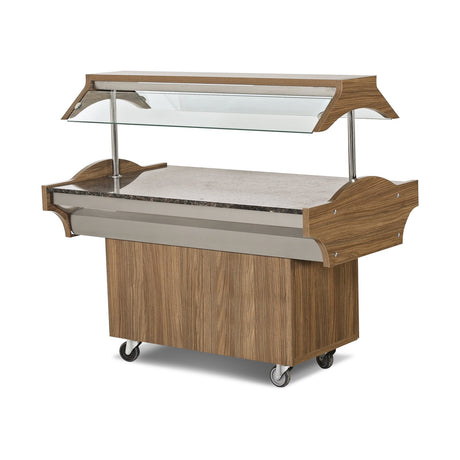 Buffettheke neutral, Granitplatte, Glasaufsatz, LED-Beleuchtung, 1800×890×870 mm – Produktbild