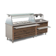 Servierwagen beheizt, 4x warm + 1x neutral, Edelstahl, 1800×790×850 mm, mit Rollen – Produktbild