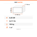 Kühltisch, 4x1/1 GN, 1500×790×850 mm – Technische Daten