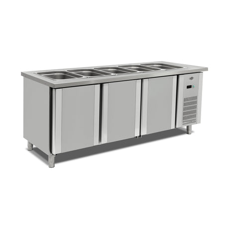 Kühltheke, 7x GN 1/1, digitale Steuerung, LED-Beleuchtung, 0/+5 °C, 2550×790×850 mm, Edelstahl – Produktbild