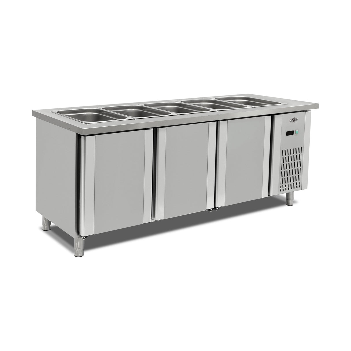 Mahogany wood decor for buffet counter – cold service 7× GN 1/1 – for 2550 mm unit width