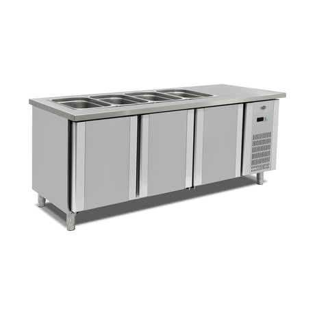 Kühltheke, 3x GN 1/1, digitale Steuerung, Umluftkühlung, 0/+5 °C, 1500×790×850 mm, Edelstahl – Produktbild