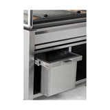 Grill a carbone espositore con cappa, mattone refrattario, superficie di cottura 160 cm, vetro temperato, cappa filtrante, cassetto per il carbone, acciaio inox, 1760×790×2100 mm