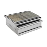 Kohlegrill, Edelstahl, feuerfester Stein, Ascheschublade, 800×730×290 mm – Produktbild