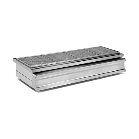 Kohlegrill, Edelstahl, feuerfester Stein, Ascheschublade, 1600×730×290 mm – Produktbild