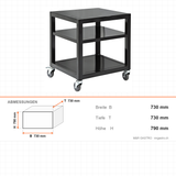 Ofen-Untergestell, Edelstahl, mit Aschelade, 730×730×790 mm – Abmessungen