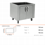 Ofen-Unterschrank, Edelstahl, mit Tür, 705×690×782 mm – Abmessungen