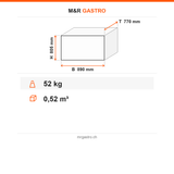 Ofen-Unterschrank, Edelstahl, mit Tür, 890×770×805 mm – Technische Daten
