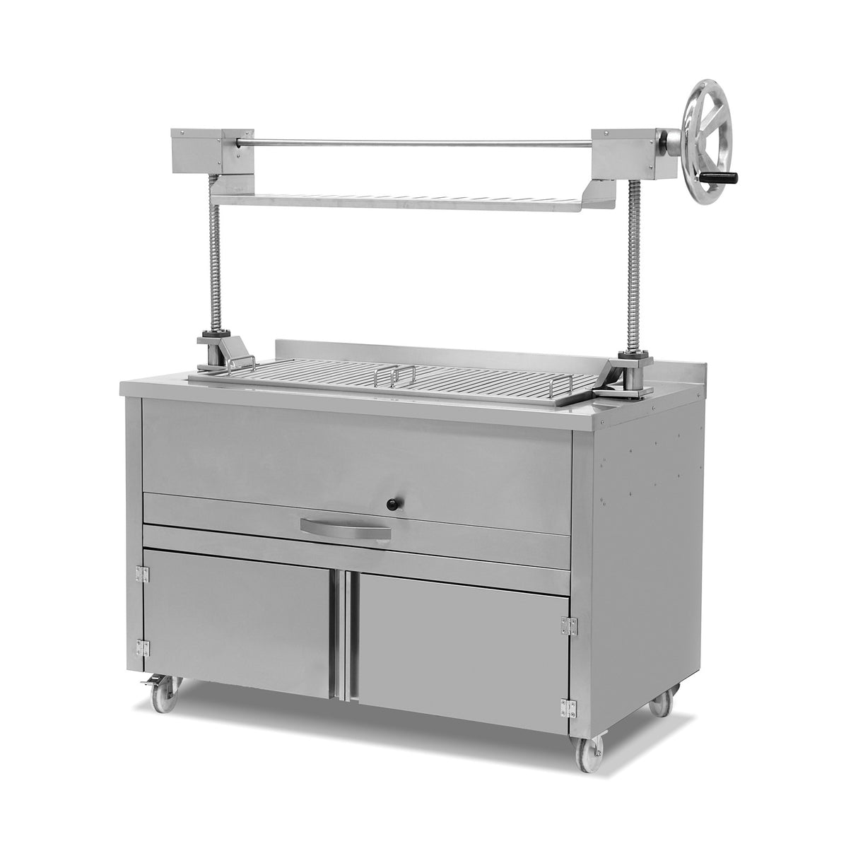 Liftgrill Holzkohle, Edelstahl, hitzebeständiges Hebesystem, Grillrost 1060×530 mm, Ascheschublade, Luftklappe, 1340×800×900 mm – Produktbild