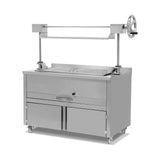 Liftgrill Holzkohle, Edelstahl, hitzebeständiges Hebesystem, Grillrost 1060×530 mm, Ascheschublade, Luftklappe, 1340×800×900 mm – Produktbild