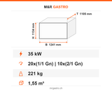 Kombidämpfer Gas, manuelles Dampfsystem, 20x GN 1/1 / 10x GN 2/1, 35 kW, 1241×1105×1134 mm – Technische Daten