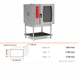 Kombidämpfer Gas, manuelles Dampfsystem, 20x GN 1/1 / 10x GN 2/1, 35 kW, 1241×1105×1134 mm – Abmessungen
