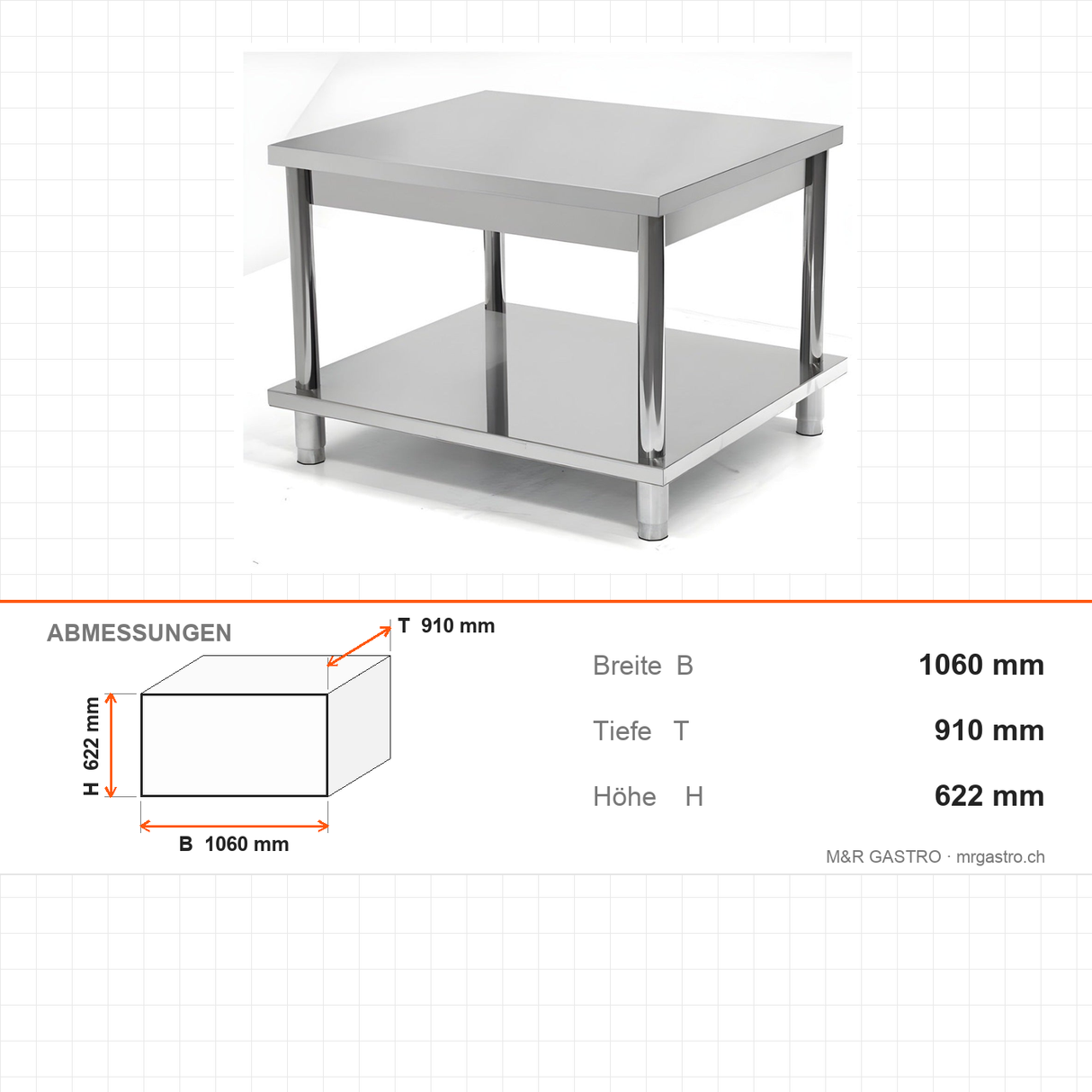 Ofen-Untergestell – 1060×910×622 mm – Abmessungen