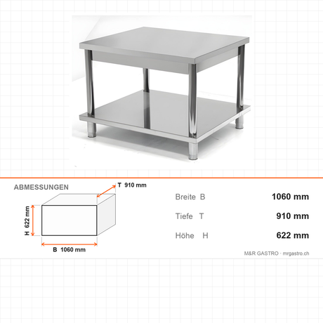 Ofen-Untergestell – 1060×910×622 mm – Abmessungen