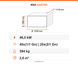 Kombidämpfer Gas, manuelles Dampfsystem, 40x GN 1/1 / 20x GN 2/1, 46,5 kW, 1235×1110×1900 mm – Technische Daten