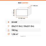 Kombidämpfer Elektro, manuelles Dampfsystem, 20x GN 1/1 / 10x GN 2/1, 24 kW, 1241×1108×1134 mm – Technische Daten