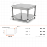 Untergestell, 0,60 m³, 865×815×850 mm, Edelstahl AISI 304 – Abmessungen