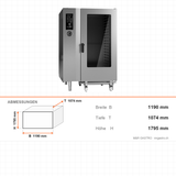 Kombidämpfer Gas, 40x GN 1/1, ECO- & PLUS-Funktion, 55 kW, 1190×1074×1795 mm – Abmessungen