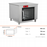 Gärschrank, digital, manueller Dampf, 8x EN 60x40, 0–90 °C, 3,2 kW, 800×792×865 mm – Abmessungen