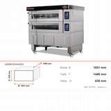 Modulofen Elektro, Touchscreen, Einzelstock, 4x EN 600×400, 12 kW, 400V, 1651×1446×439 mm – Abmessungen