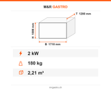 Gärschrank, Temperatur- und Feuchteregelung, 2x5 Ebenen EN 60x40, 2 kW, 230V, 1718×1280×1006 mm – Technische Daten