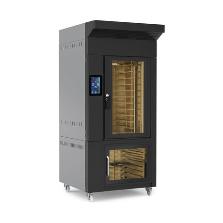 Stikkenofen Elektro, Touchscreen, 10x EN 600×400, 26,5 kW, 400V, mit Gärschrank, lackiertes Gehäuse, 990×1160×2254 mm – Produktbild