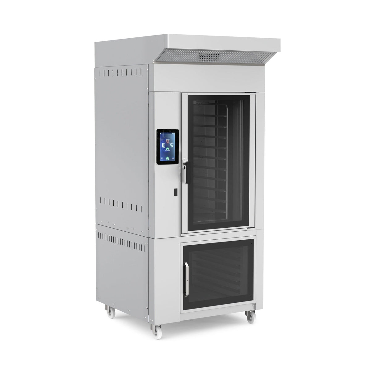 Stikkenofen Gas, Touchscreen, 10x EN 600×400, 46,43 kW, mit Gärschrank, Edelstahl, 990×1160×2254 mm – Produktbild