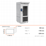 Stikkenofen Gas, Touchscreen, 10x EN 600×400, 46,43 kW, mit Gärschrank, Edelstahl, 990×1160×2254 mm – Abmessungen