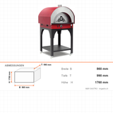 Pizzaofen Gas Steinboden, 600×600 mm Backkammer, 11,95 kW, 860×990×1760 mm – Abmessungen